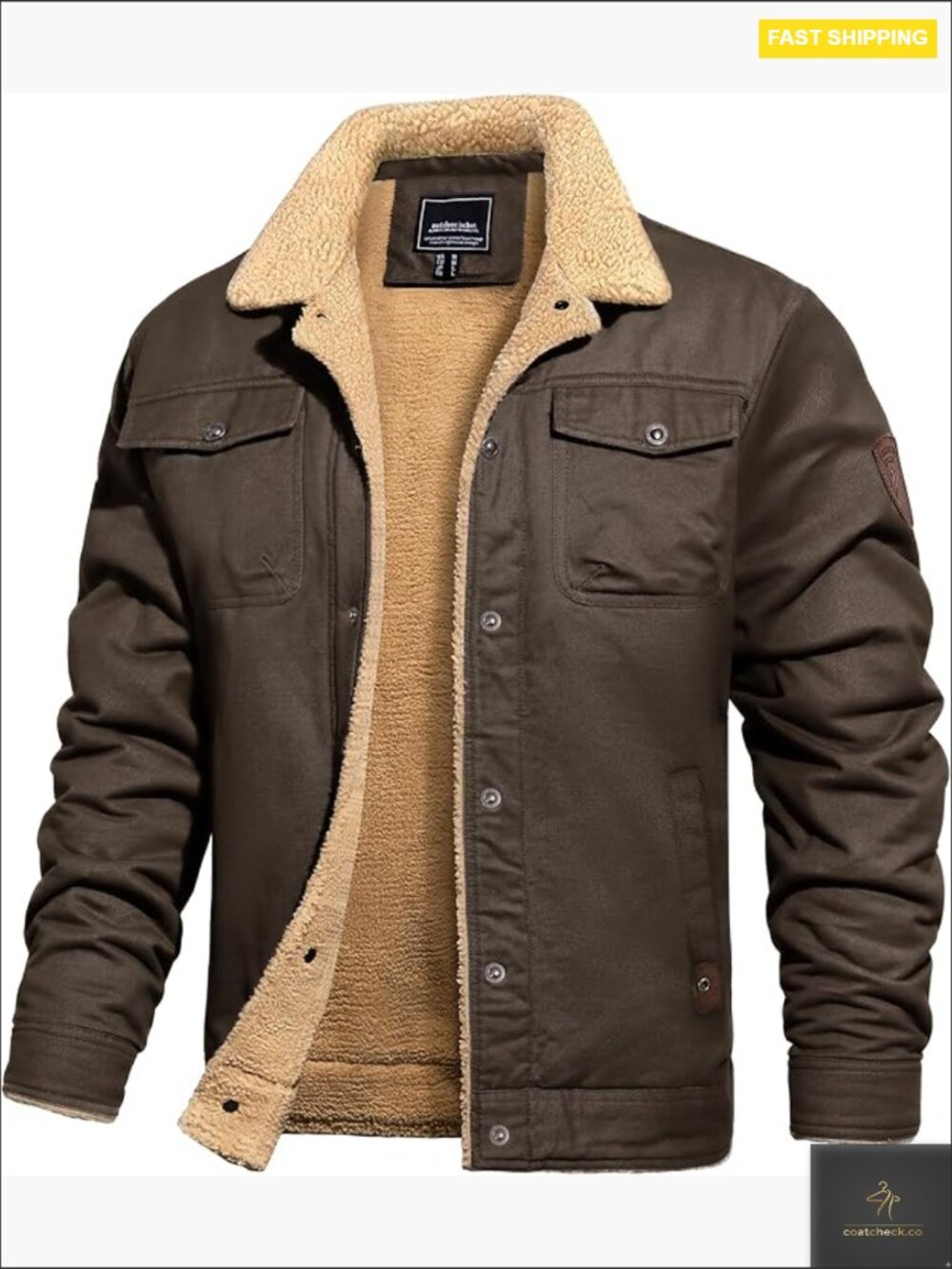 Winter Jacket Sherpa Fleece Lined Cargo Coat Warm Thick Trucker Jacket Multi